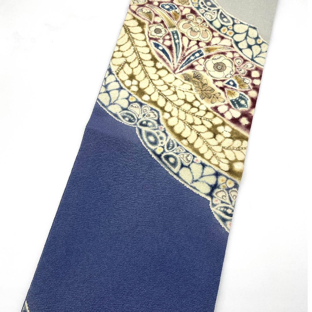 名古屋帯 江戸納戸色 作家物 辻ヶ花 帯丈368cm 正絹 優品 ポイント柄 カジュアル 水色系 1124004013324 開き仕立て