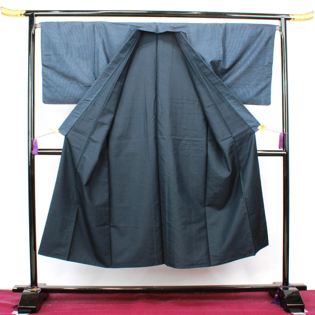 Men's Length 144cm Sleeve length 69.5cm Oshima Tsumugi Ensemble 100 Tortoiseshell Silk S Rank Awase Navy 1119000622418