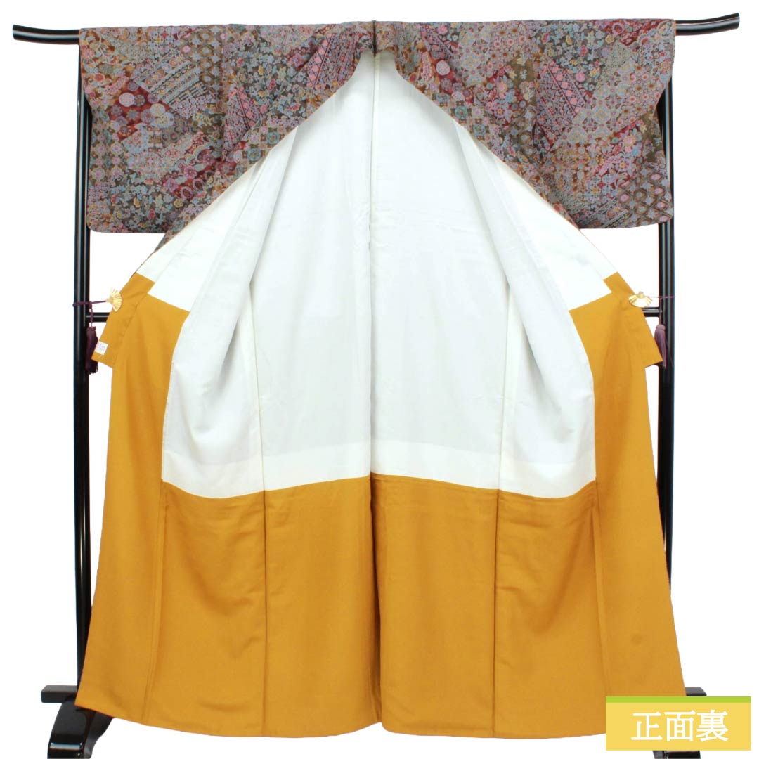 小紋 正絹 Sランク 身丈164.5cm 裄丈67.5cm 袷 型染 正倉院文様 更紗模様 新はじく加工 グラデーション系 1115008332499