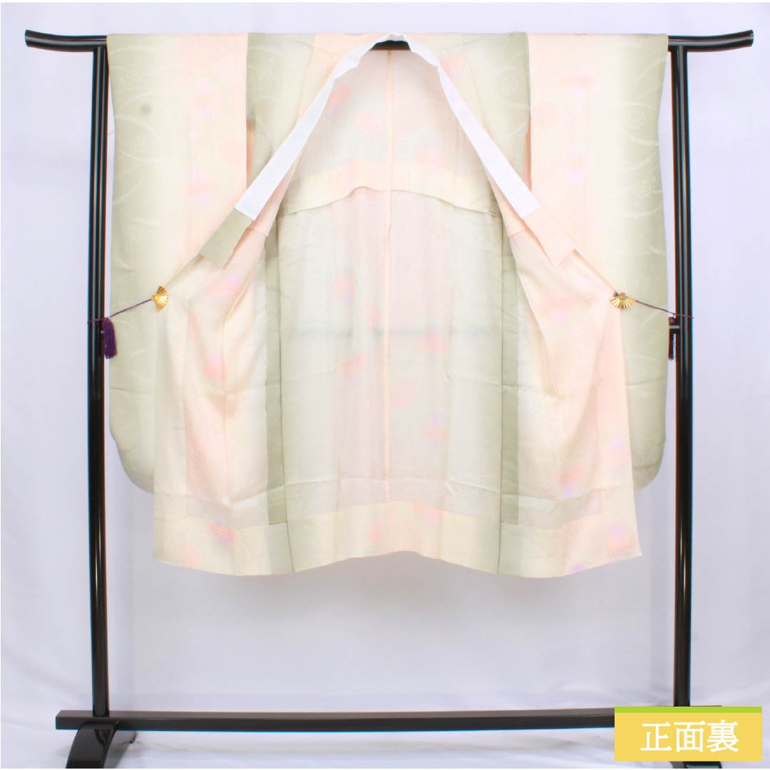 長襦袢 正絹 Sランク 身丈119cm 裄丈61.5cm 単衣 乙女色(おとめいろ) ボカシ染 菊 半衿付き ピンク系 1129000842113