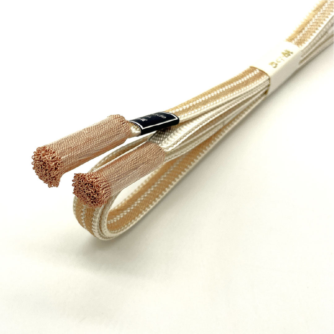 (新品)帯締め 正絹 NEWランク 生成り色(きなりいろ) 金 撚り房 長さ約169cm 幅約1.3cm セミフォーマル 白系 1135005201311