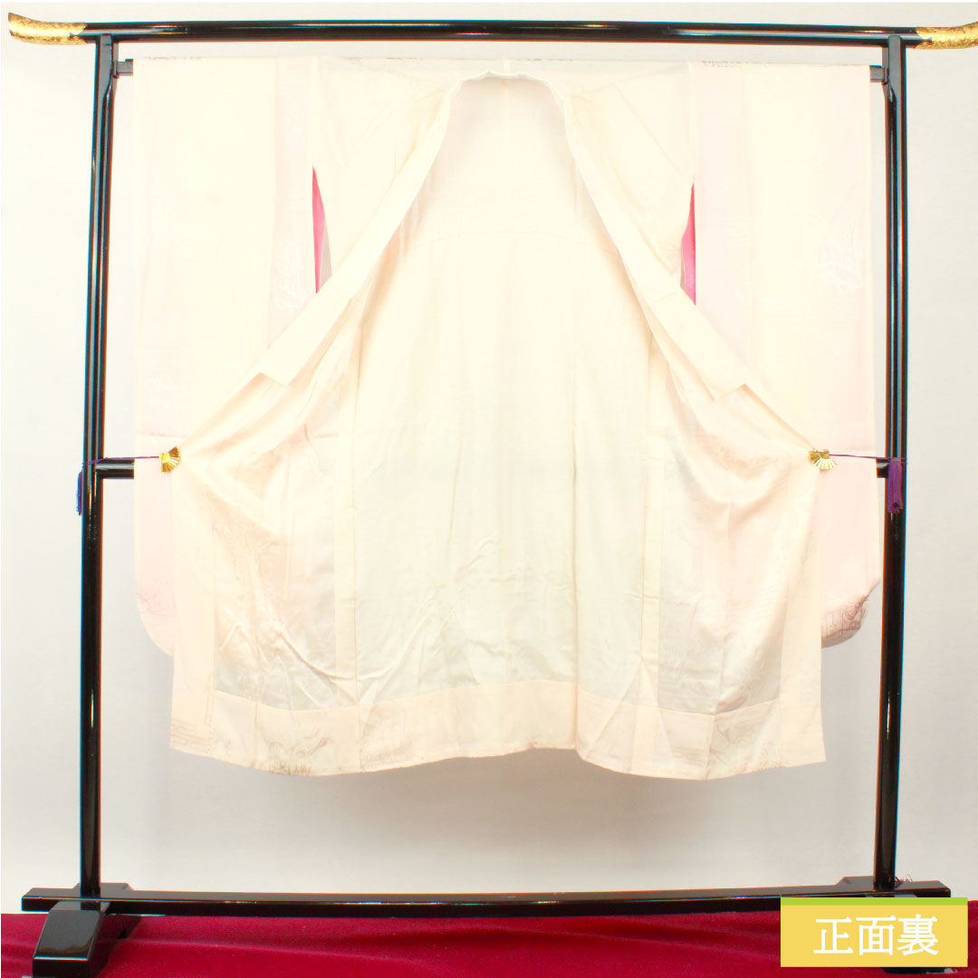 長襦袢 正絹 身丈136cm 裄丈69.5cm 袷 曙色(あけぼのいろ) ボカシ染 振袖用 吉祥文様 Aランク ピンク系 1129000723513