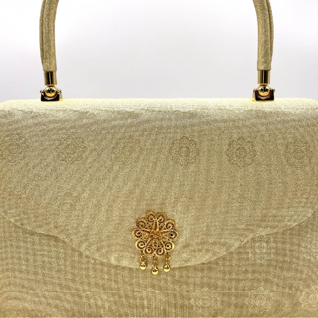 Formal Japanese style bag, gold color (kin-iro), for Tomesode, floral pattern, gold color, S rank, 113900055221