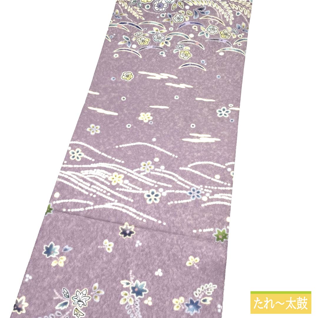 袋帯 正絹 Sランク 薄紫色(うすむらさきいろ) 古典柄 辻が花 帯丈447cm ポイント柄 セミフォーマル 紫系 1123018242320