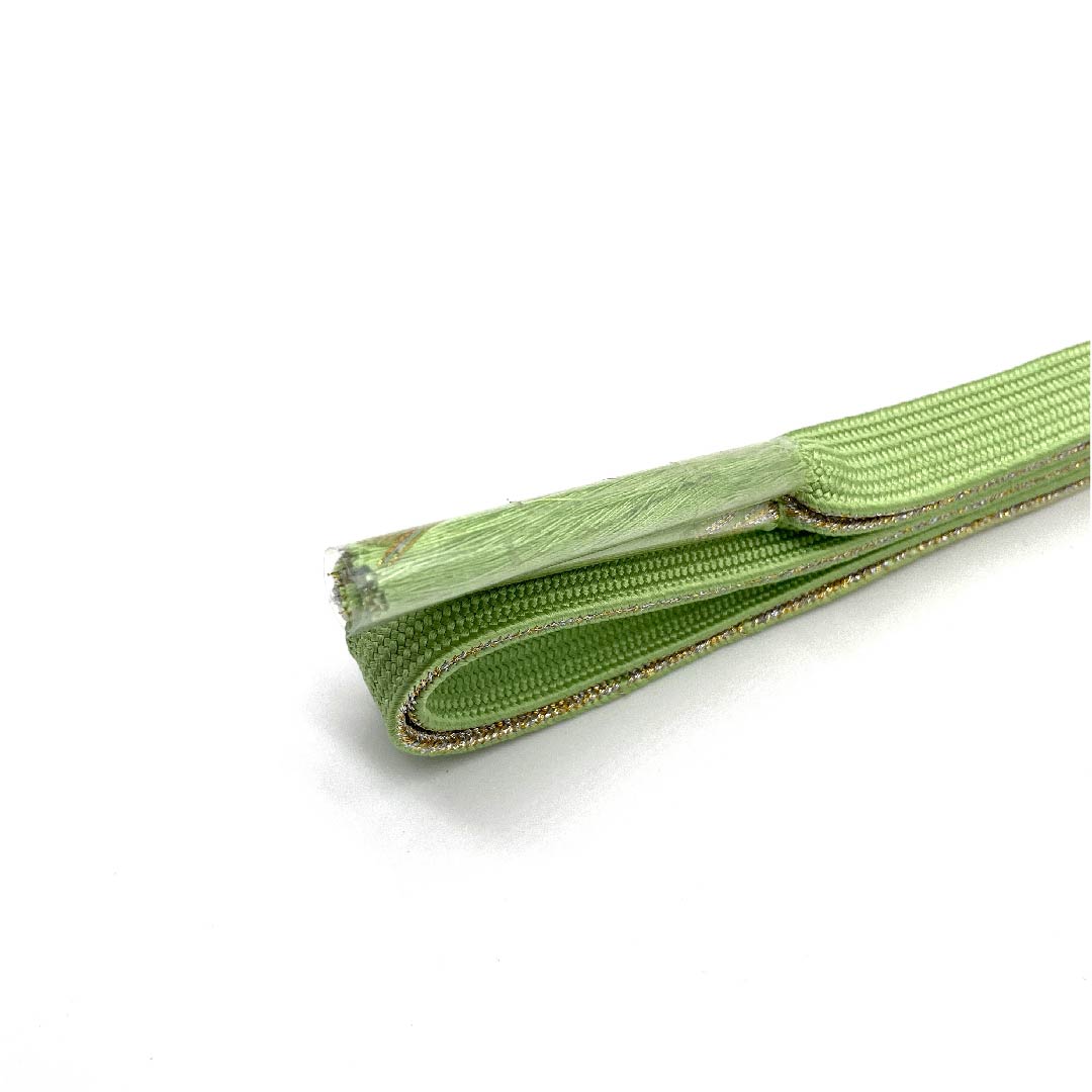 (新古品) 帯締め 正絹 四分紐 若緑色(わかみどりいろ) 金属糸使用 新古品 長さ約159cm 幅約1.5cm セミフォーマル Sランク 緑系 1135002862319