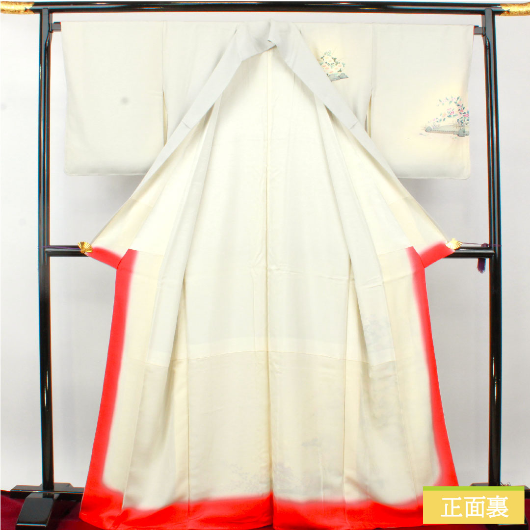 訪問着 正絹 袷 身丈168.5cm 裄丈68cm 銀白色(ぎんはくしょく) 加賀友禅 茶屋辻模様 作家物 Aランク グレー系 1112004743522