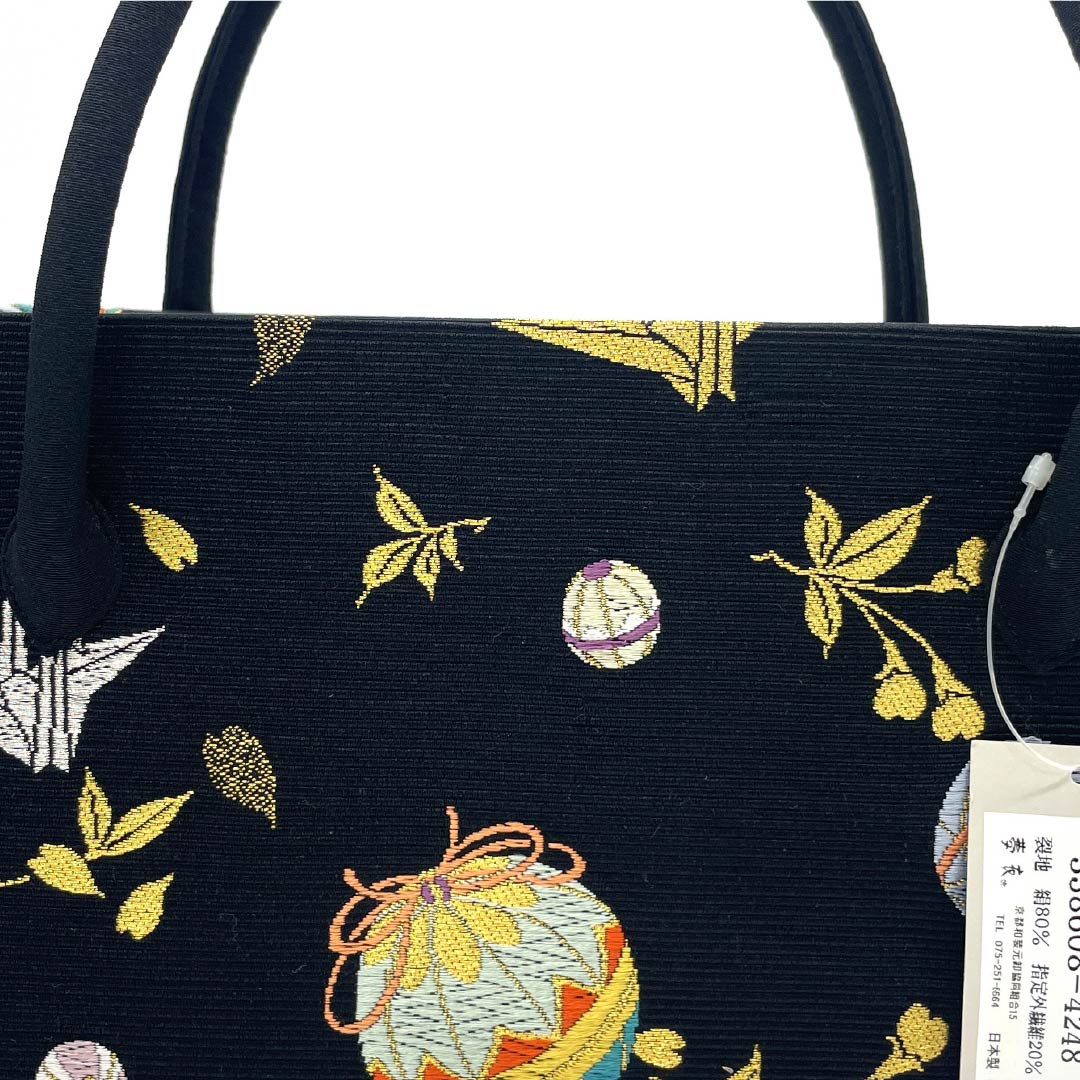 (新古品)和装バッグ セミフォーマル NEWランク 西陣織 利休バッグ 黒系 113900089110