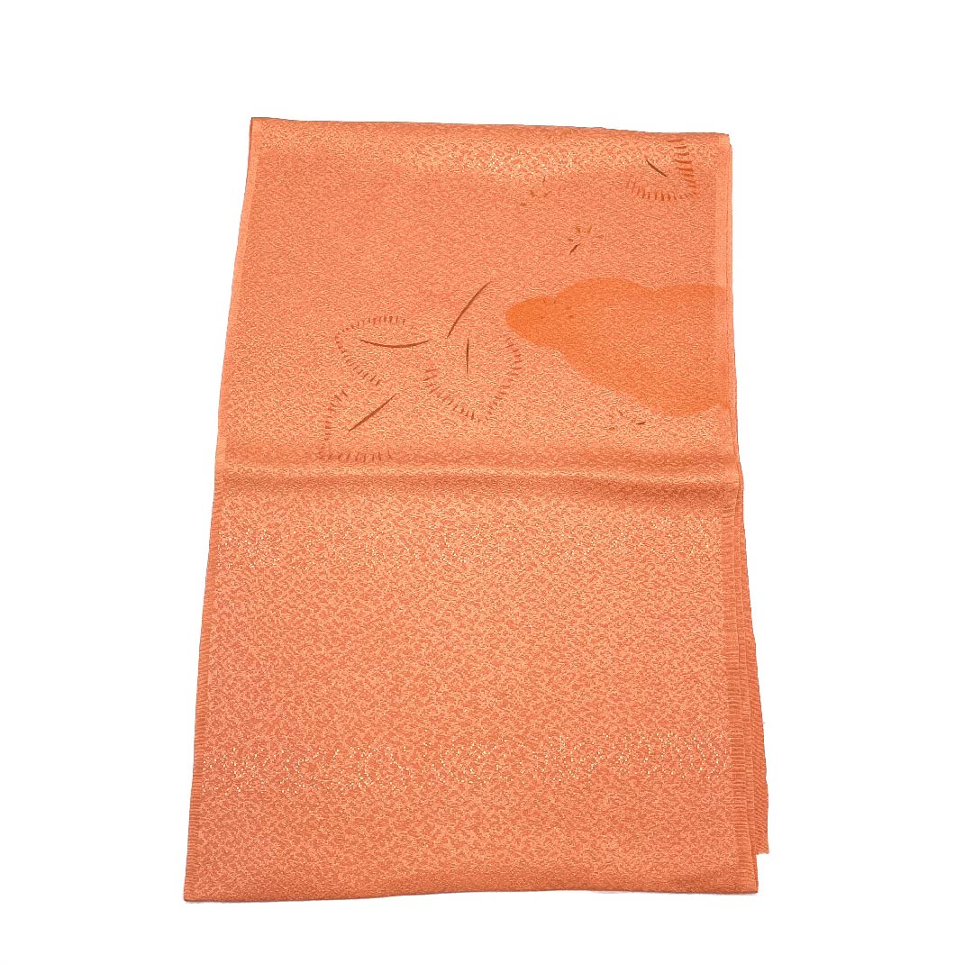 (新古品) 帯揚げ 正絹 フォーマル 赤支子色(あかくちなしいろ) 雲取り 抽象模様 新古品 長さ約164cm 幅約30cm Sランク 橙系 1136000202926