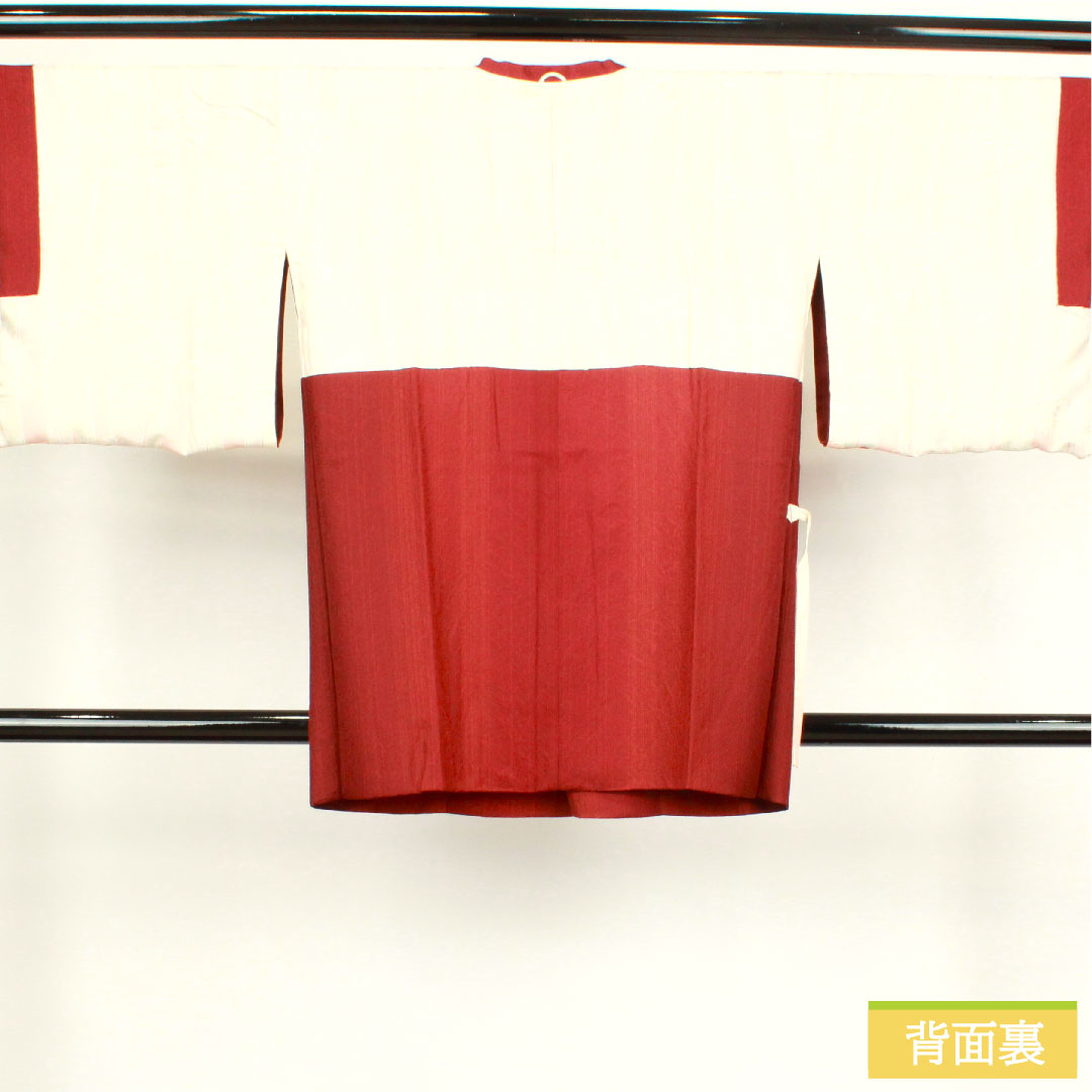 道行コート 正絹 身丈85cm 裄丈67cm 深緋色 抽象模様 Sランク 袷 赤系 1117000812912