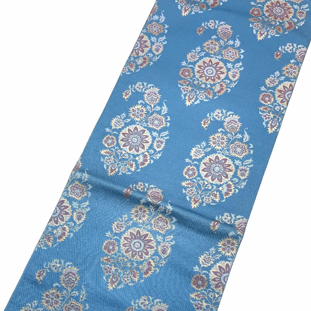 (未仕立)袋帯 次縹色(つぎのはなだいろ) 織悦 印度更紗 竜頭花文 帯丈416cm 正絹 NEWランク 六通 セミフォーマル 青系 1123006931317