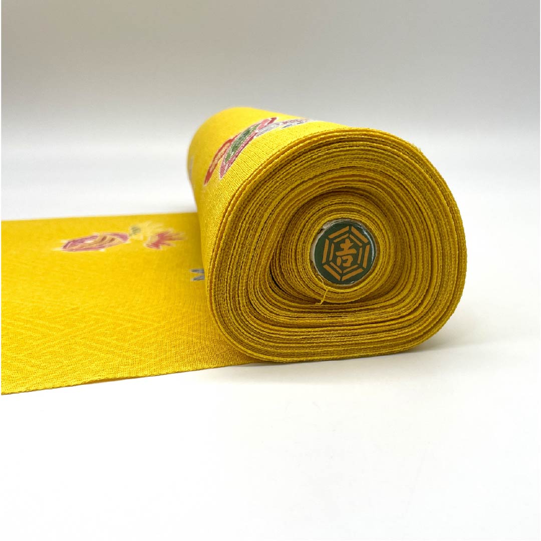 Fabric Komon Pure Silk Dark Egg Color Hama Chirimen Kuriyama Yoshisaburo Kyo Bingata New Rank Yellow 1130001211923