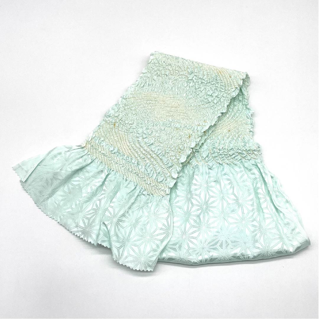 (新古品) 帯締め・帯揚げセット 正絹 Aランク 青白磁色(せいはくじいろ) 絞り 流水 長さ約156cm 幅約1.6cm セミフォーマル 水色系 1141000013324