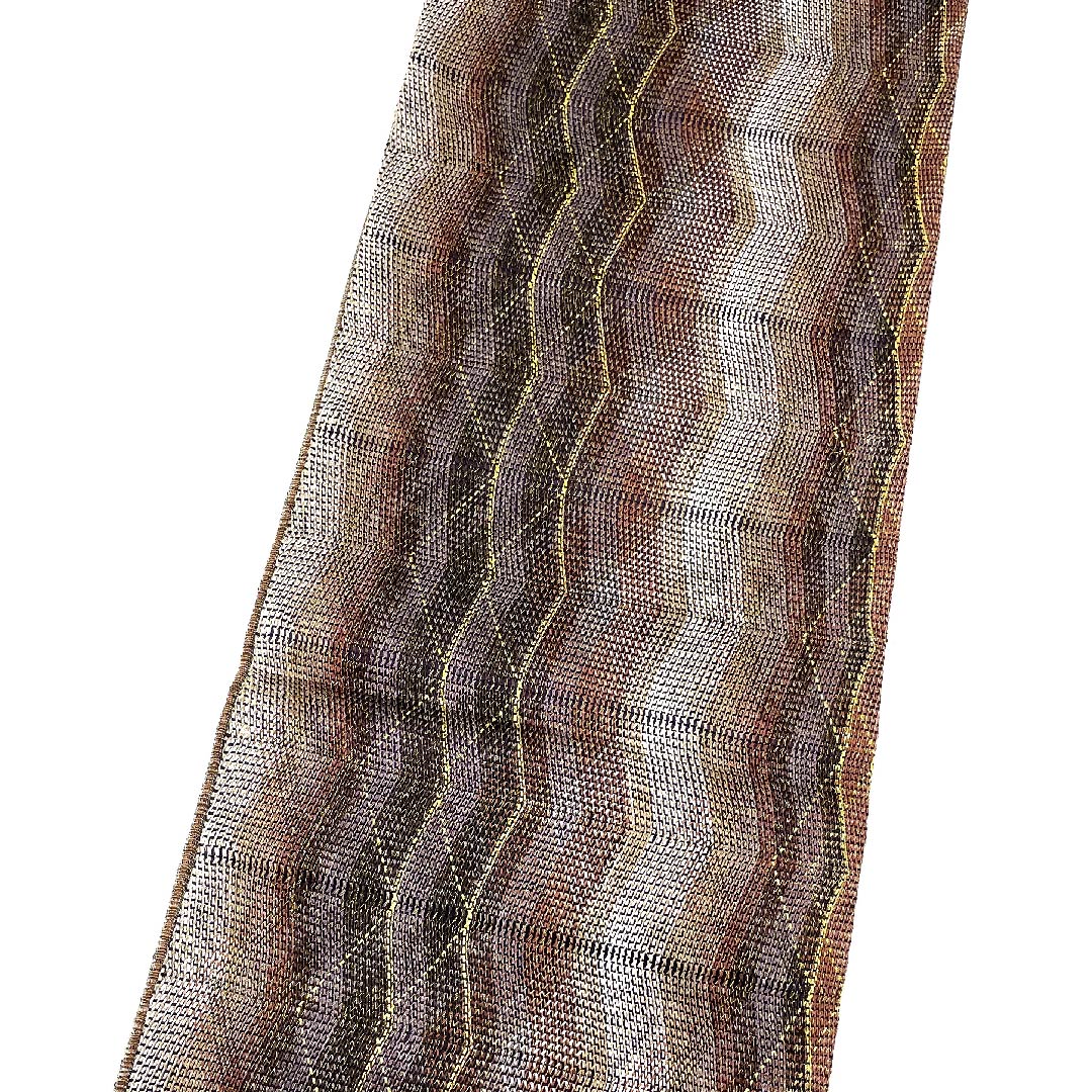 袋帯 グラデーション 幾何学模様 帯丈450cm 正絹 Sランク 全通 セミフォーマル グラデーション系 1123007222399