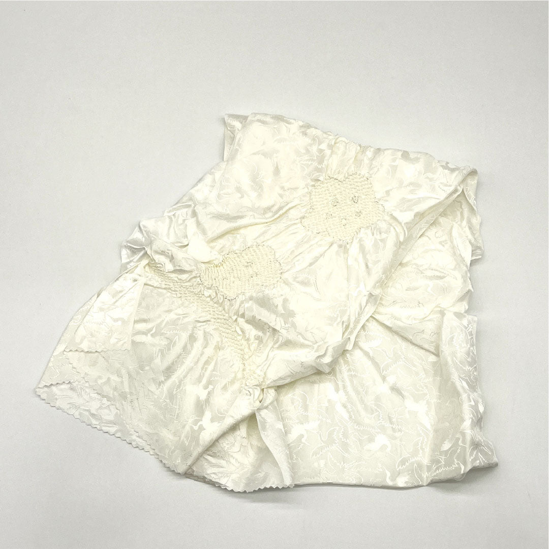 (新古品) 帯締め・帯揚げセット 正絹 Sランク 結婚式 披露宴 扇付き 長さ約152cm 幅約1.5cm 留袖用 白系 1141000052311