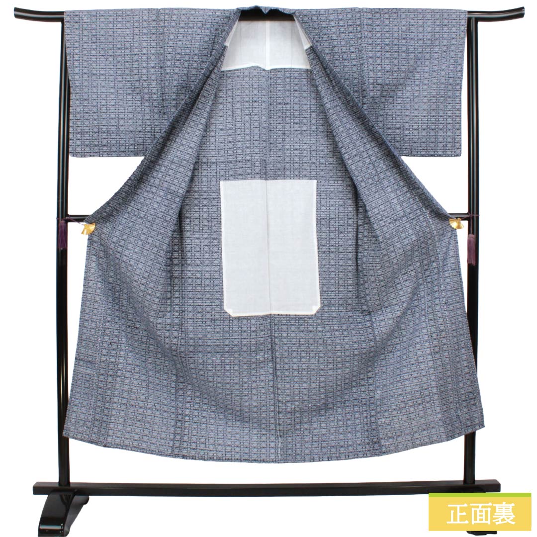 メンズ浴衣 木綿 Aランク 身丈150cm 裄丈66cm 抽象模様 居敷当て付き 単衣 紺系 1138000693518