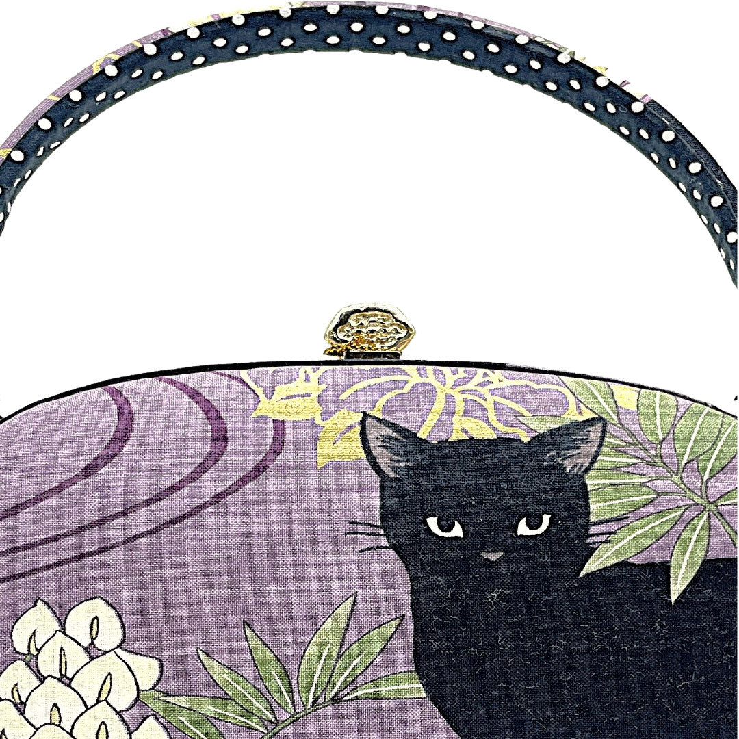 Kimono Bag Casual New Rank Dove Gray Black Cat Wisteria Floral Pattern Purple 113900135120