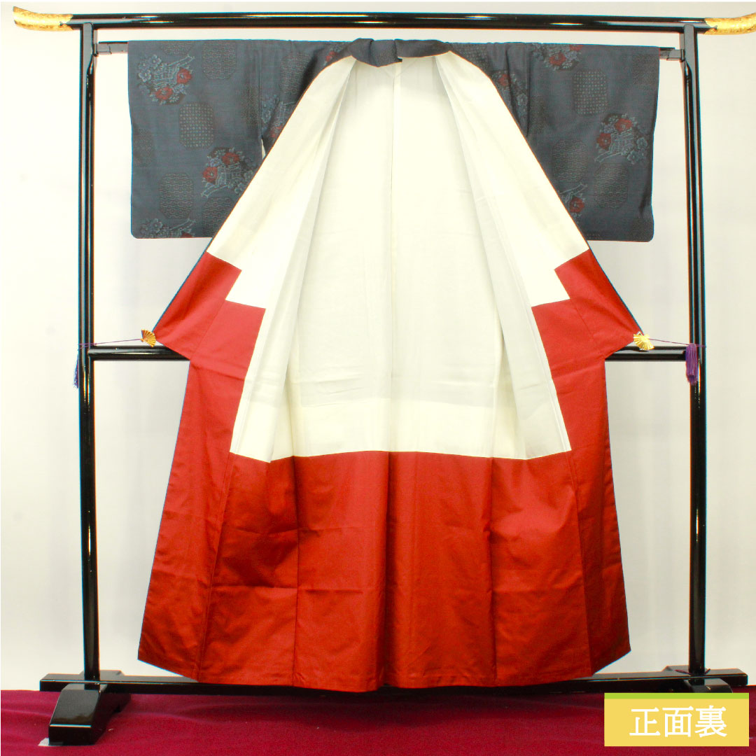 大島紬 正絹 身丈157cm 裄丈64.5cm アンサンブル Sランク 袷 紺系 1116003242318