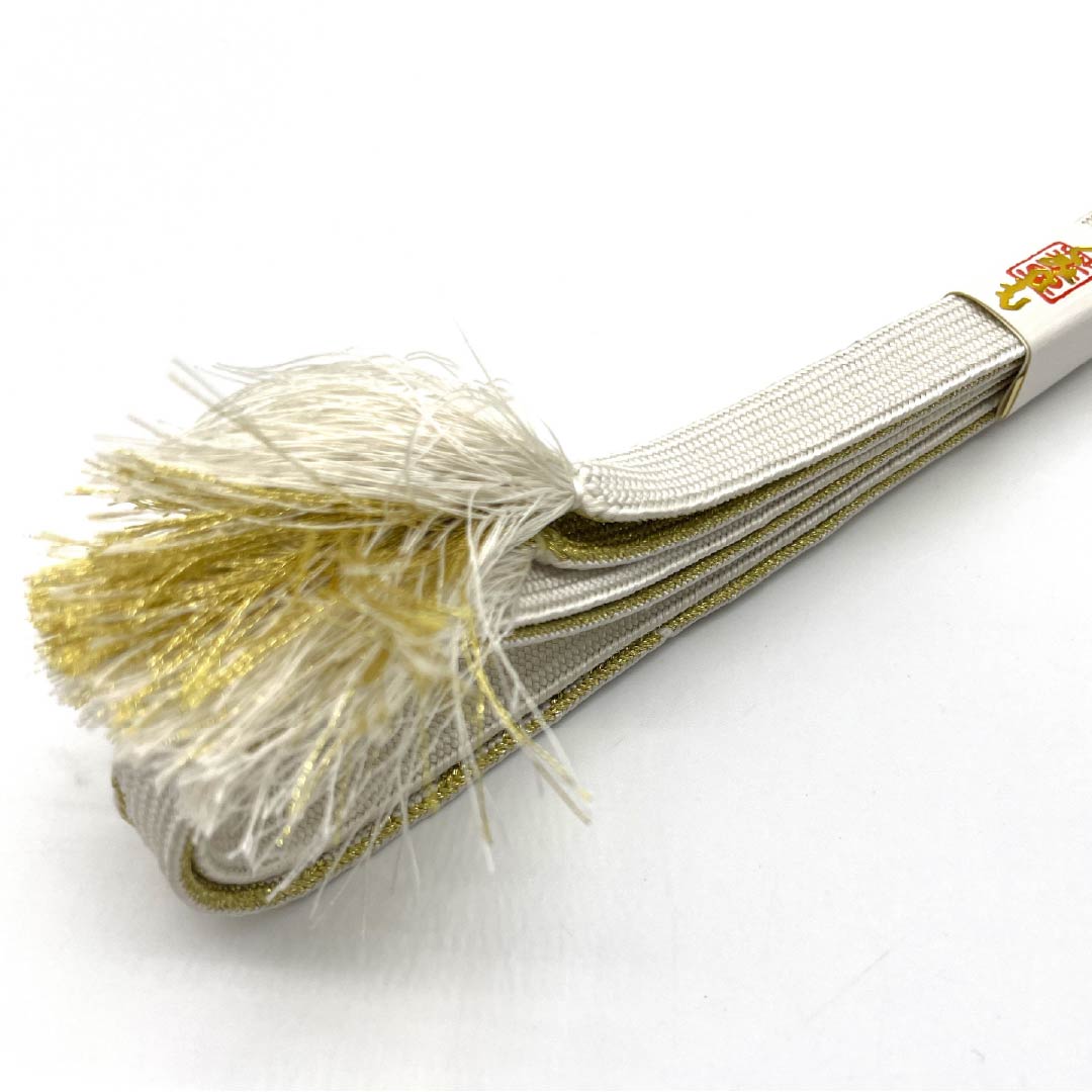 帯締め 正絹 四分紐 白色(しろいろ) 金色(きんいろ) 留袖用 長さ約155cm 幅約1.5cm フォーマル Sランク 白系 1135003072311