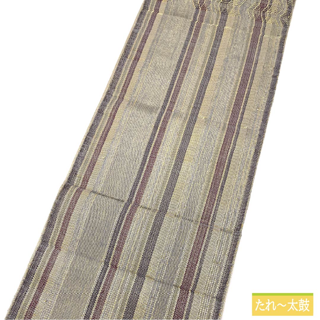 袋帯 正絹 空色鼠色(そらいろねずいろ) 組織り 波模様 帯丈440cm Aランク ポイント柄 セミフォーマル 水色系 1123014873324