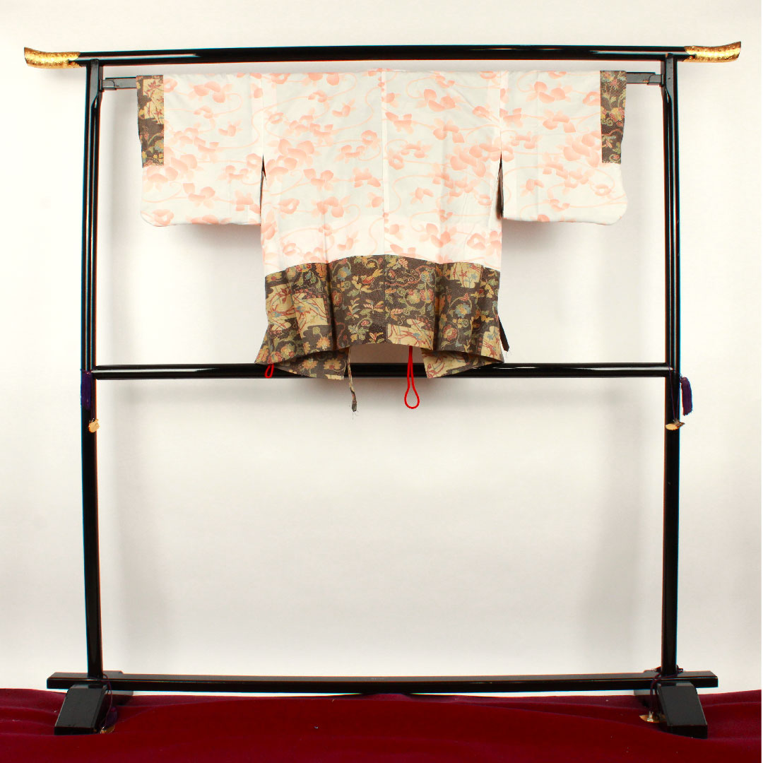 道中着 身丈71cm 裄丈62.5cm 墨色 型染 正絹 Sランク 袷 黒系 1117000542910