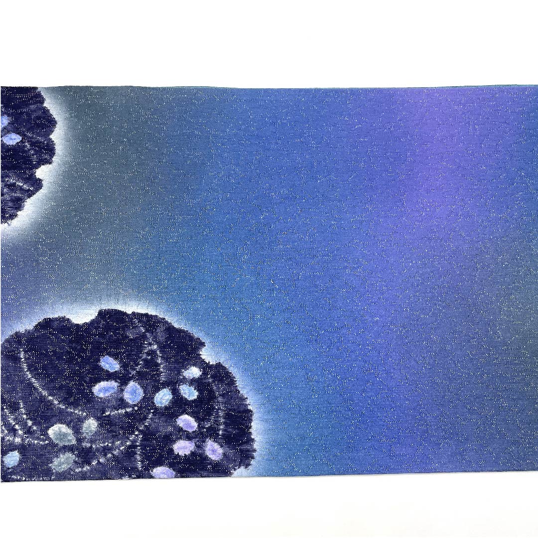 袋帯 雪輪 絞り 銀糸 帯丈448cm 正絹 Aランク ポイント柄 セミフォーマル グラデーション系 1123006143399