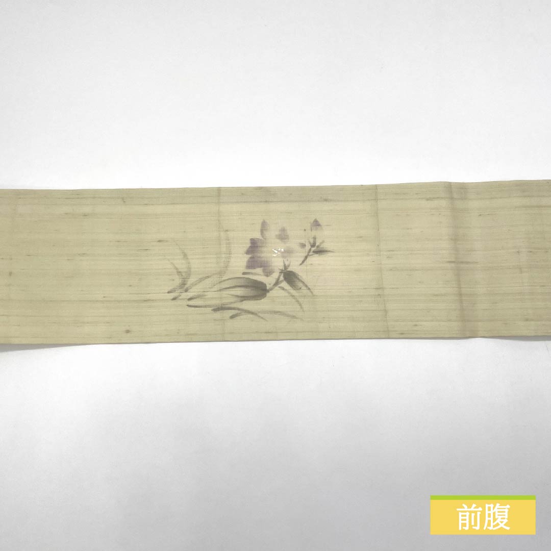 名古屋帯 正絹 利休白茶色(りきゅうしらちゃいろ) 夏帯 染め帯 てっせん 帯丈371cm Sランク ポイント柄 セミフォーマル クリーム系 1124006852315 名古屋仕立て