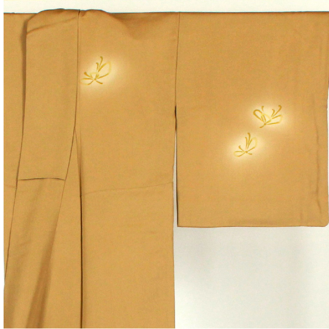 訪問着 袷 身丈157cm 裄丈66cm 刺繡 梅 正絹 Sランク 黄系 1112000822323