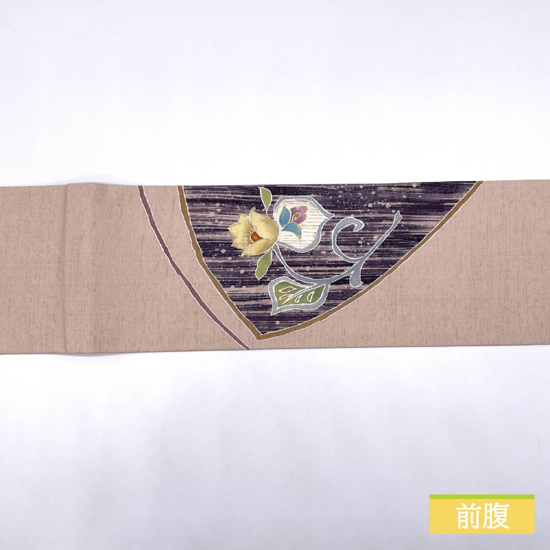 名古屋帯 乙女色(おとめいろ) 染め帯 紬地 抽象花 帯丈380cm 正絹 Sランク ポイント柄 カジュアル ピンク系 1124007812413 名古屋仕立て