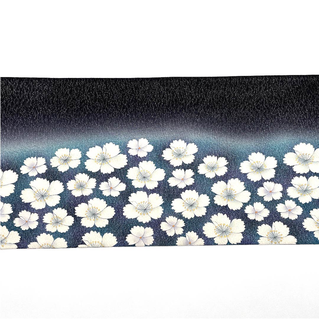 袋帯 黒色 桜 帯丈452cm 正絹 Sランク 六通 セミフォーマル 黒系 1123007862410