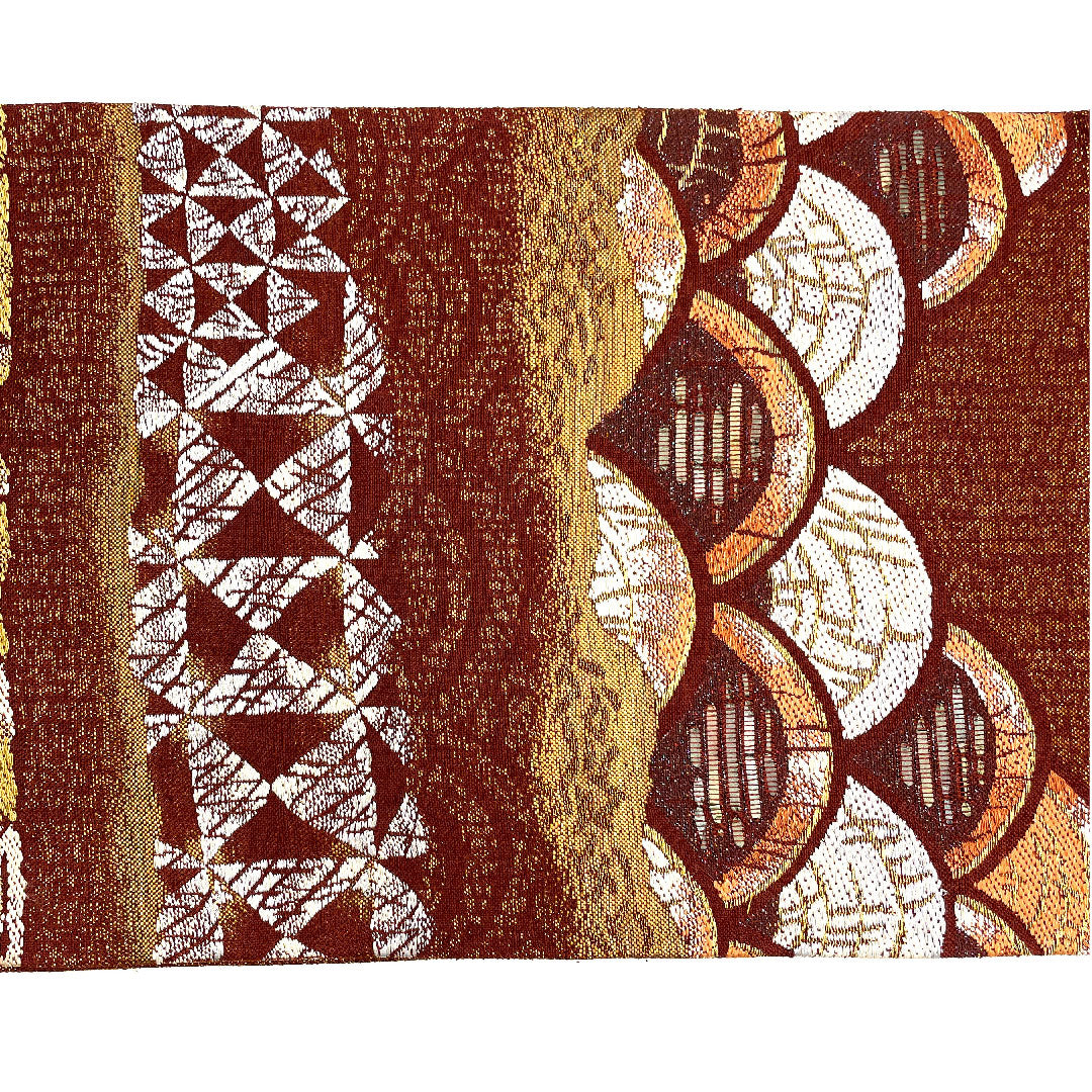 (Unmade) Fukuro Obi with Horizontal Stripes, Geometric Pattern, Single Layer, Length 449cm, Pure Silk, New Rank, Six-Pass, Casual, Brown, 1123002541314