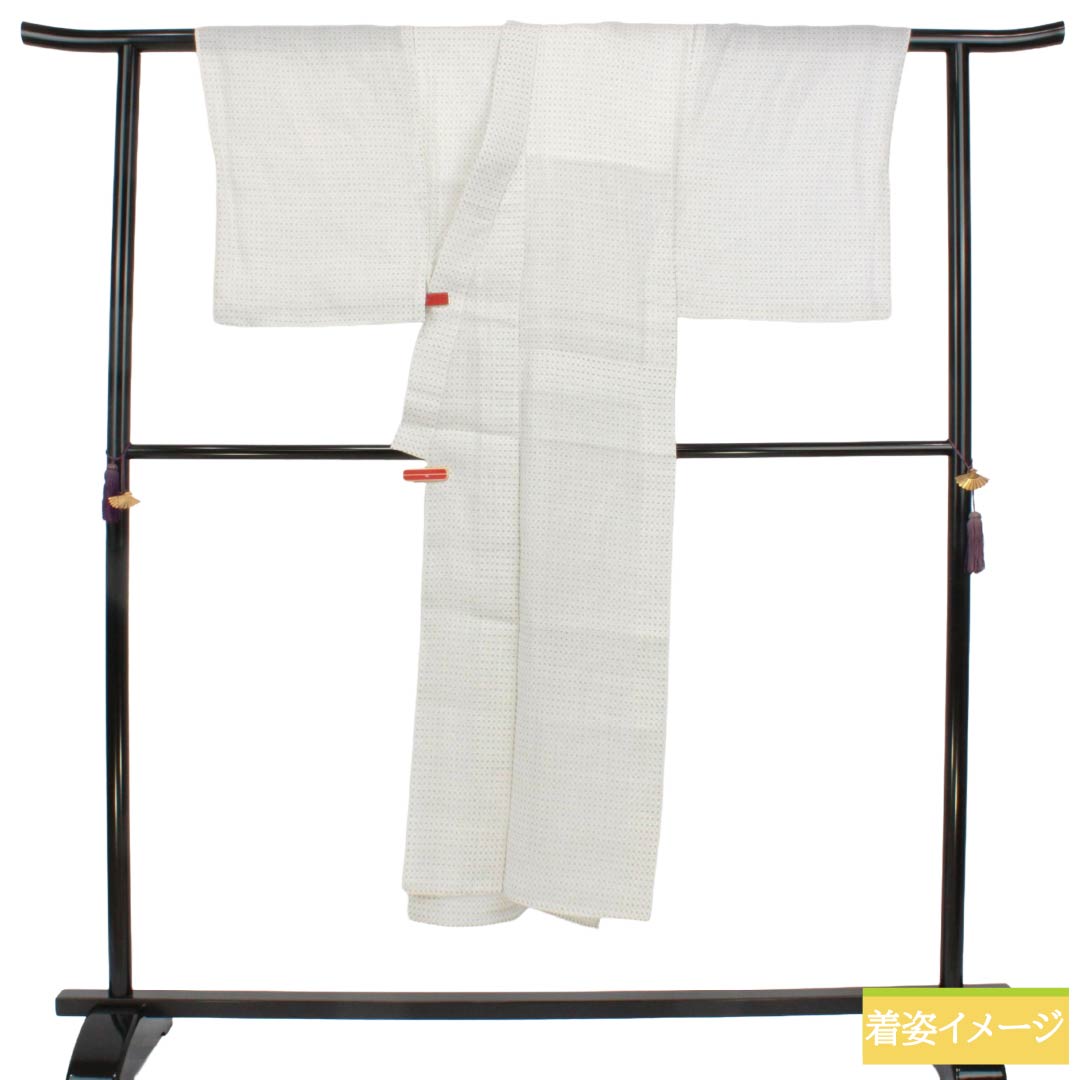 夏物 麻 男物 Bランク 身丈141cm 裄丈68cm 能登上布 絣柄 紗 白系 1132006454411