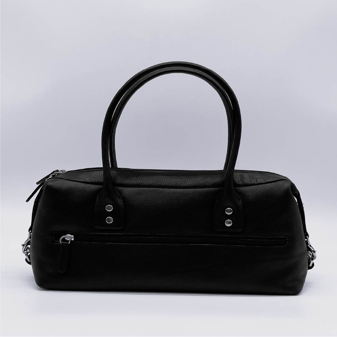(新古品) 洋装バッグ 牛革 Aランク 新古品 牛革 横長 黒系 119700009310