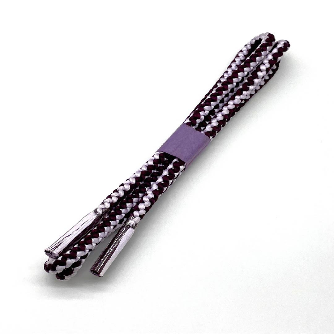 (Like new) Silk Obijime (Sash Band) in Futari Shizukairo (Futari Shizukairo) and Shirafujiiro (Shirafujiiro) with a round braid. Length: approx. 153cm, Width: approx. 1cm. Casual style. Purple. Product code: 1135004701320