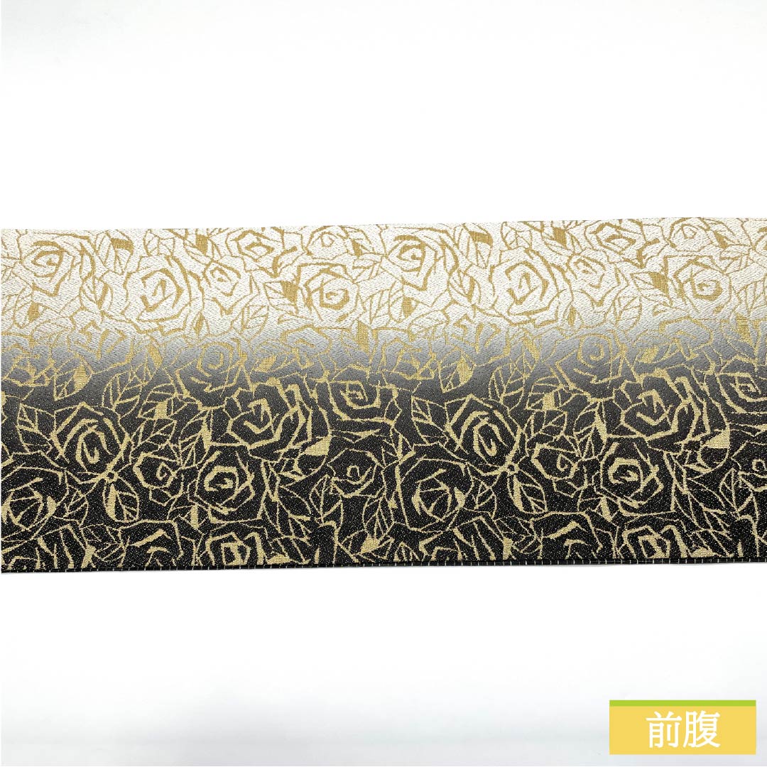 袋帯 正絹 引箔 薔薇 帯丈455cm Sランク 全通 フォーマル モノトーン 1123013342427