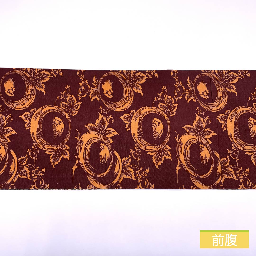 Nagoya obi, Azuki brown, reversible dyed obi, marigold, obi length 356cm, pure silk, A rank, full length, casual, brown, 1124008223314, open style