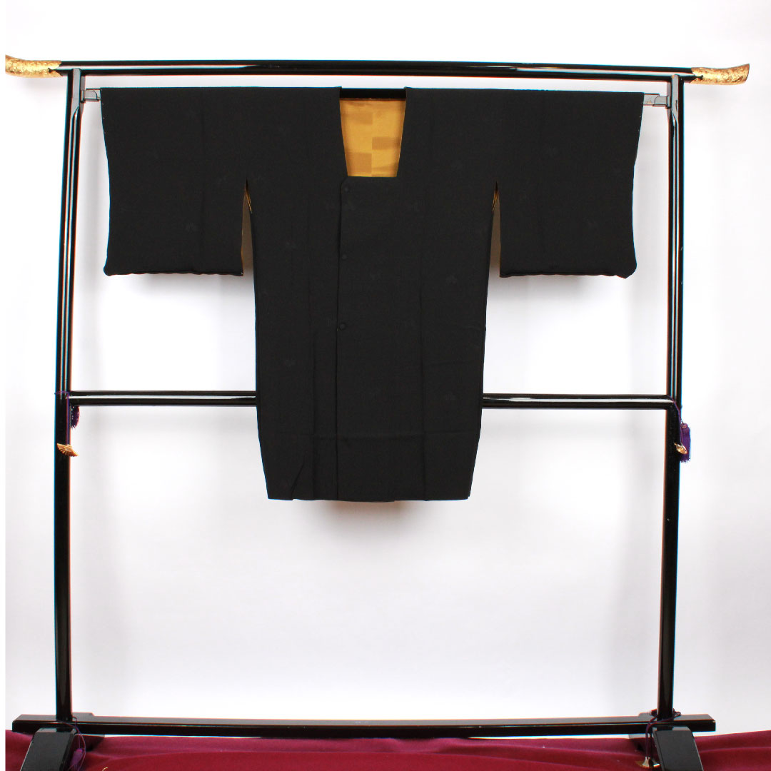 Michiyuki coat, length 99.5cm, sleeve length 68cm, warbler brown, reversible, haze pattern, pure silk, S rank, lined, yellow, 1117000232923