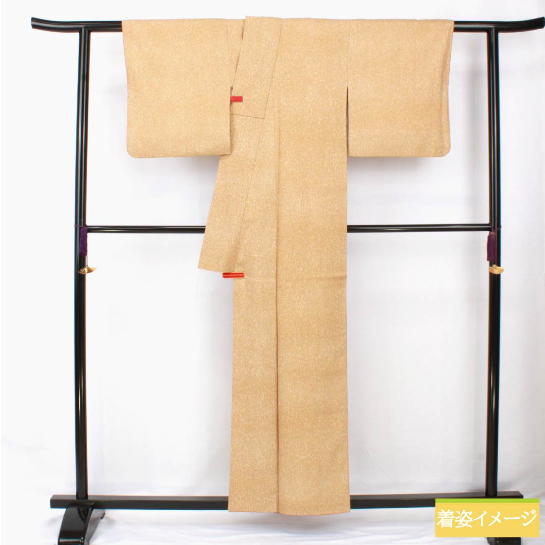 小紋 正絹 身丈158cm 裄丈63.5cm 袷 山吹鼠色(やまぶきねずいろ) タタキ染 Sランク ベージュ系 1115005852325