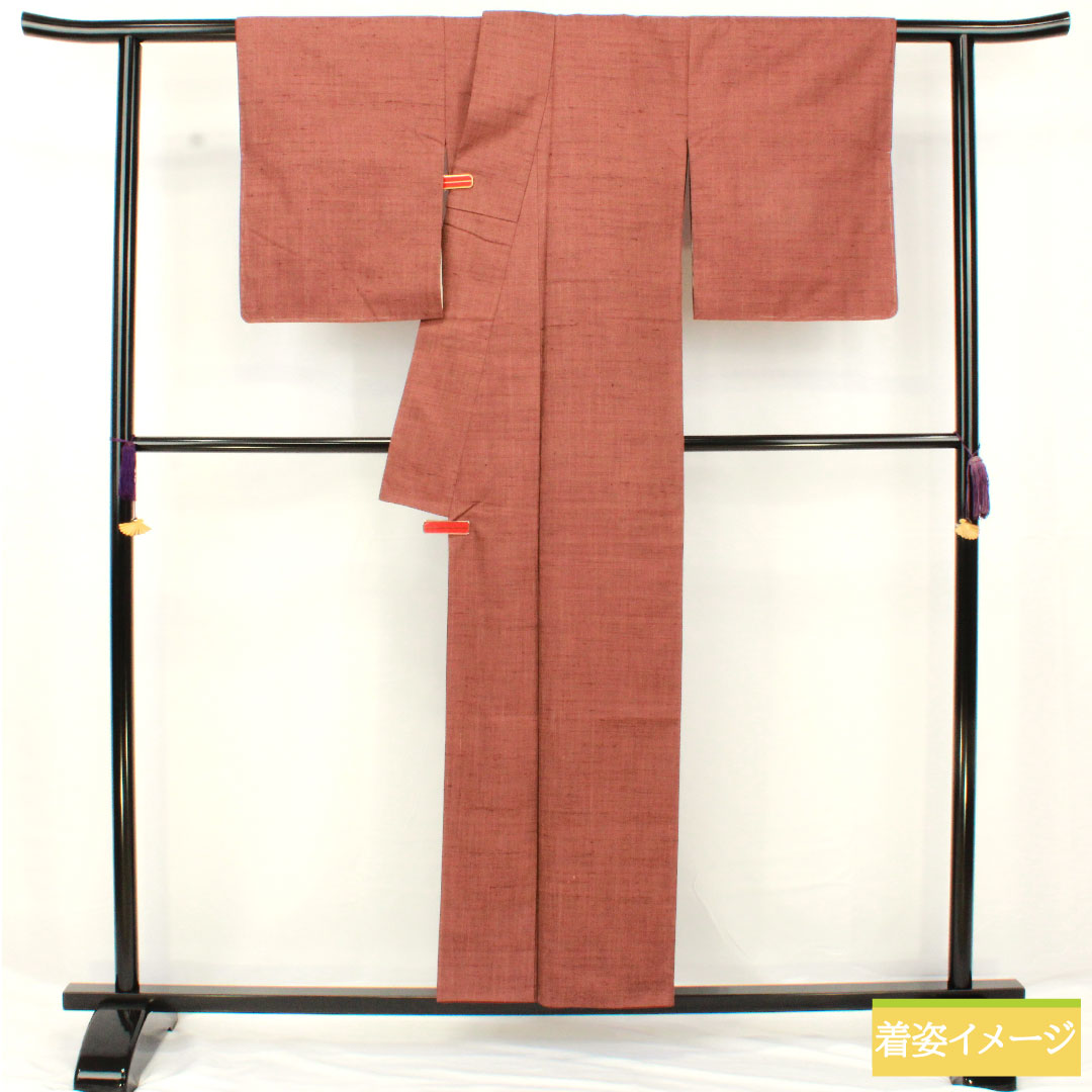 色無地 正絹 身丈155cm 裄丈62.5cm 吾亦紅色(われもこういろ) 紬地 素無地 袷 Sランク 茶系 1114002072314