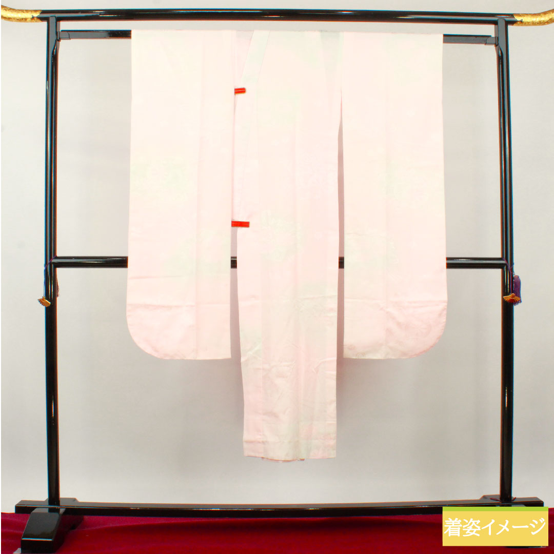 長襦袢 ポリエステル 身丈137.5cm 裄丈64cm 単衣 振袖用 ボカシ染 洗える着物 Sランク ピンク系 1129000622513