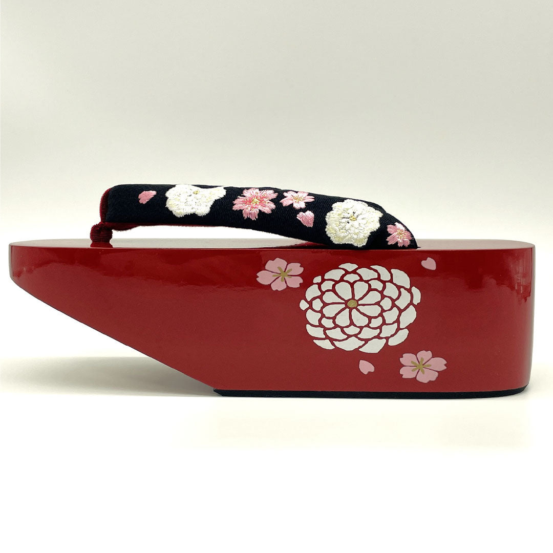 (新古品)下駄 桐 Aランク フォーマル ぽっくり下駄 こっぽり 厚底 長さ224cm XLサイズ 赤系 1122001323512