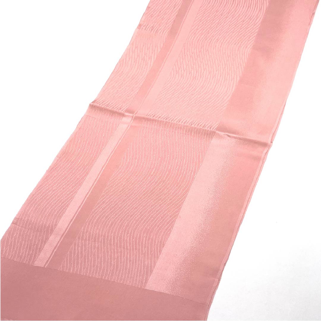 帯揚げ 正絹 セミフォーマル 浅紅色(あさべにいろ) 曲線 幾何学模様 長さ約170cm 幅約27cm Sランク ピンク系 1136000382913