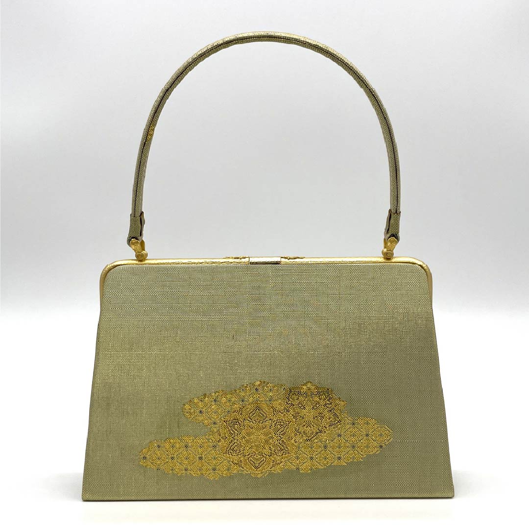 和装バック フォーマル 金色(きんいろ) 留袖用 正絹佐賀錦 花紋 金系 Sランク 113900054221