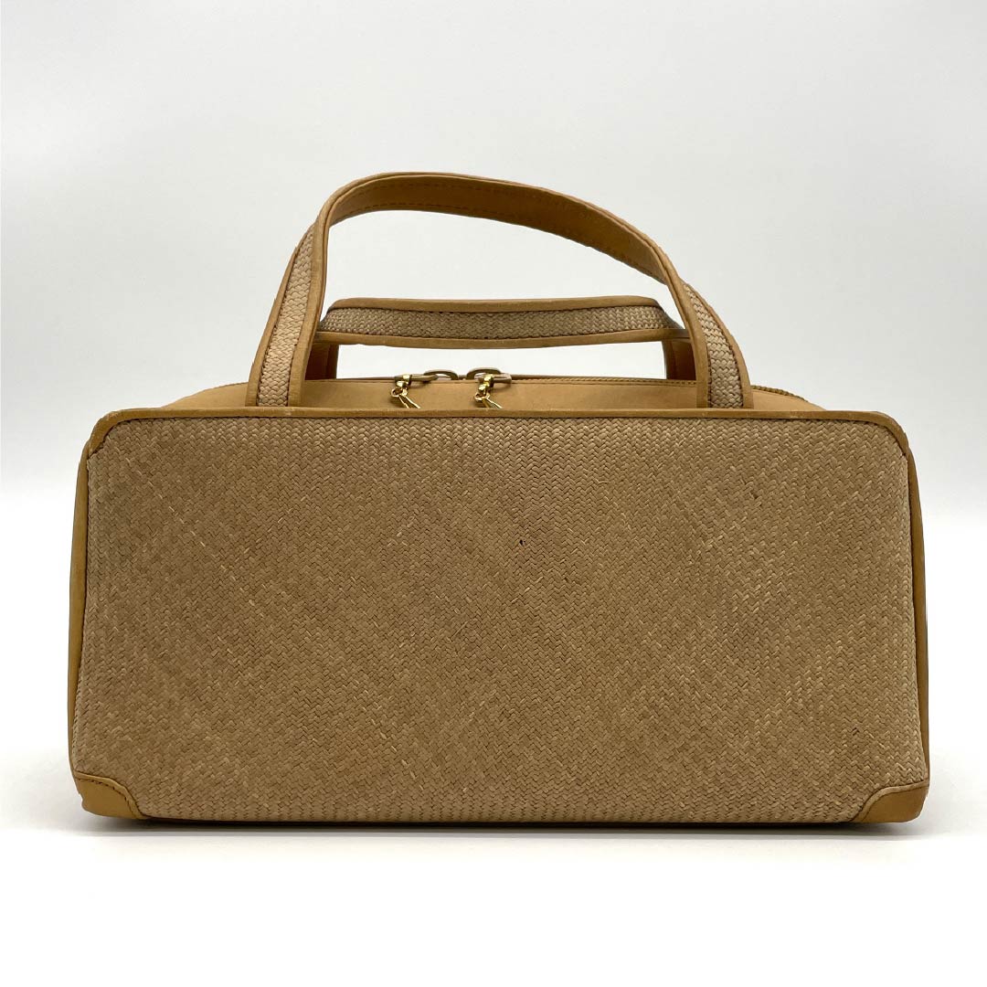 Casual Japanese style bag, plum brown, cowhide, Rikyu bag, wickerwork, brown, S rank, 113900047214