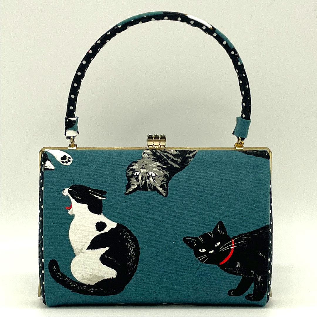 和装バッグ カジュアル NEWランク 鉄御納戸色(てつおなんどいろ) ネコ 三毛猫 黒猫 緑系 113900133119