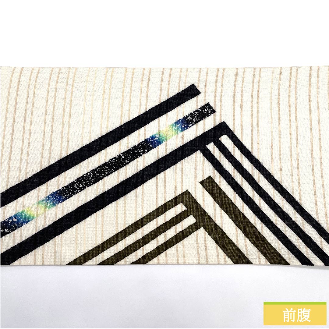 袋帯 素色(しろいろ) 抽象模様 染め帯 帯丈438cm 正絹 Sランク ポイント柄 カジュアル 白系 1123010532311