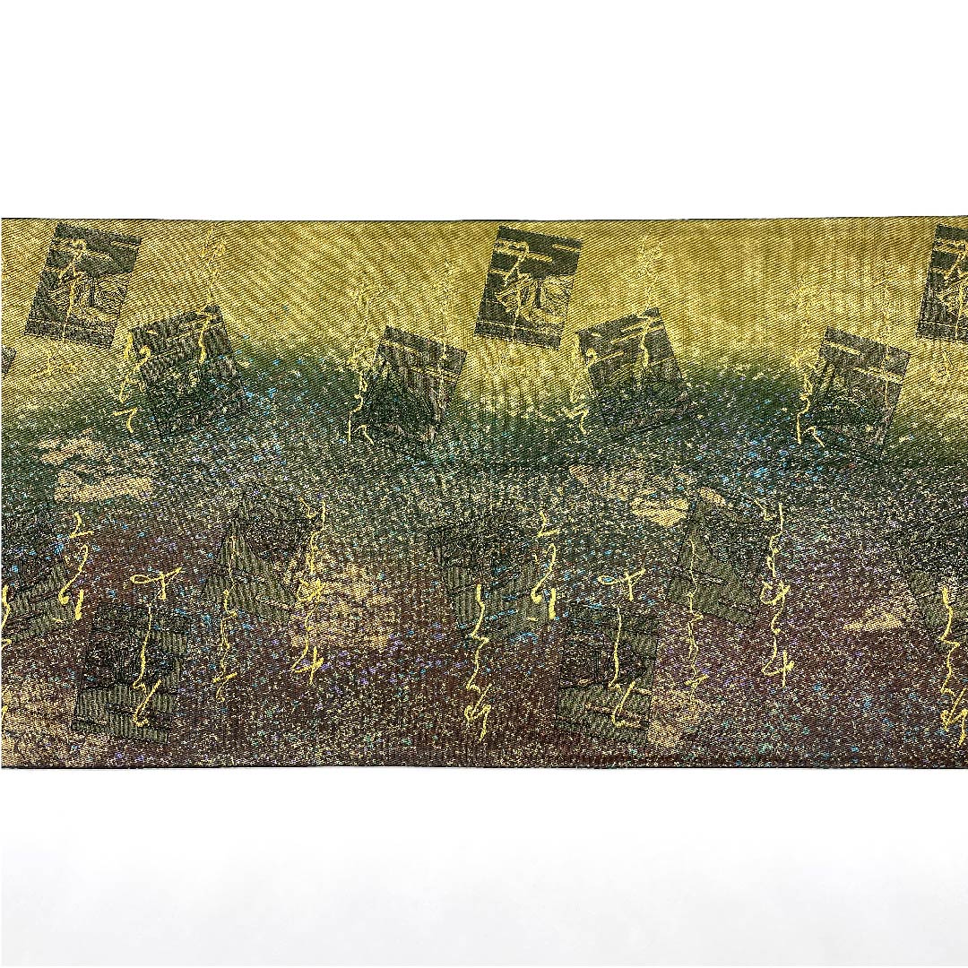 袋帯 和歌 カルタ 帯丈433cm 正絹 Aランク 六通 セミフォーマル グラデーション系 1123006953399