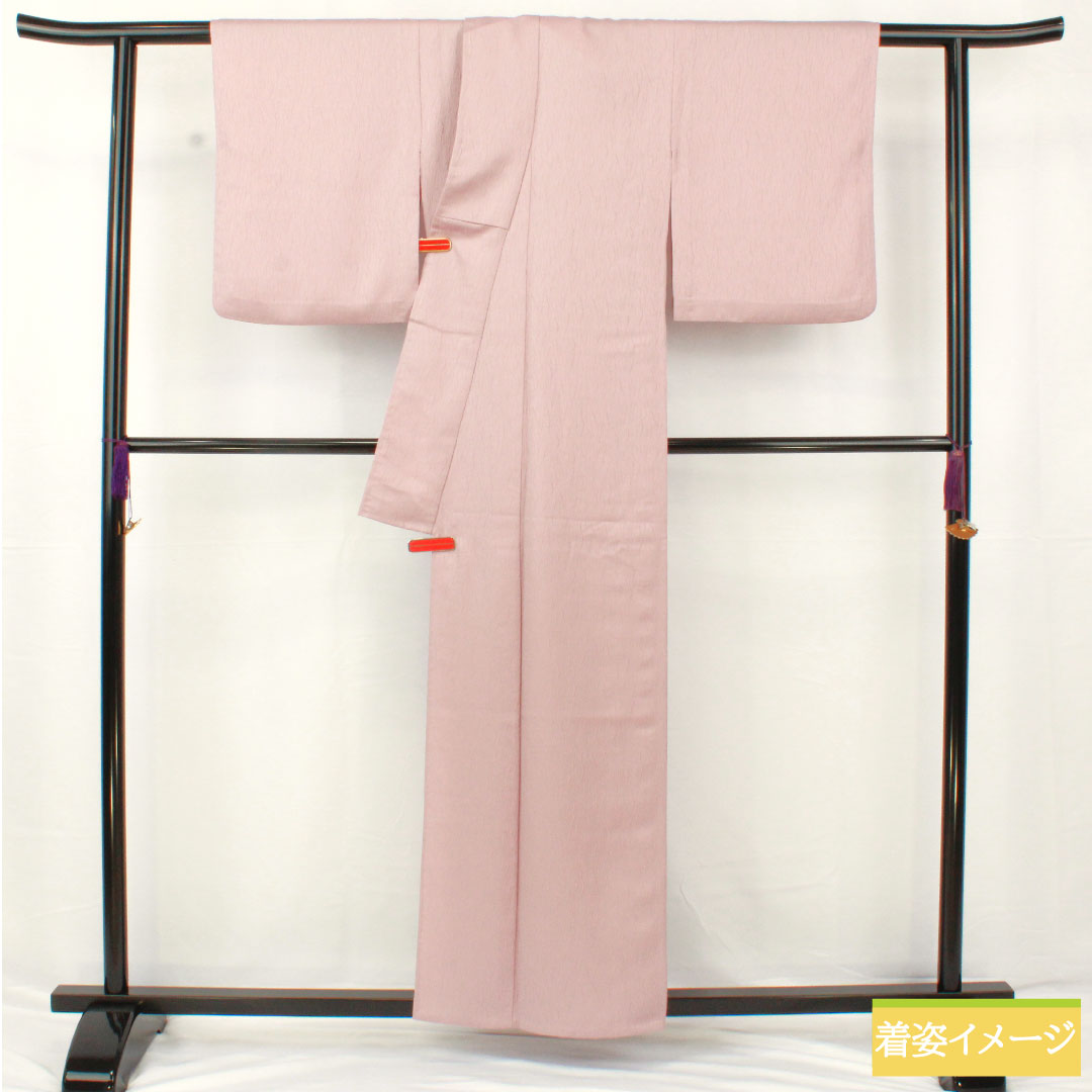 色無地 正絹 身丈159cm 裄丈63cm 葡萄色(えびいろ) 一つ紋 単衣 Sランク 紫系 1114001742320
