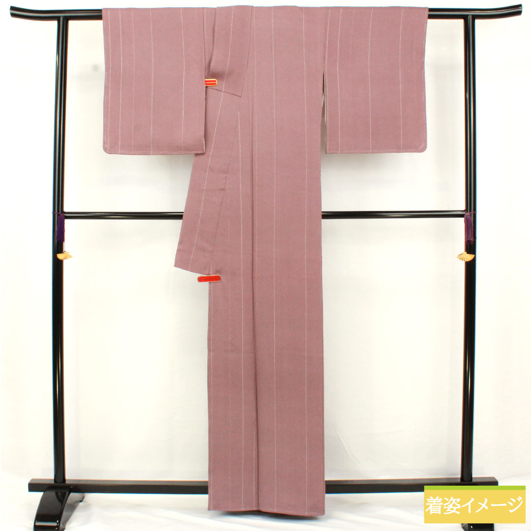 小紋 正絹 身丈161.5cm 裄丈63.5cm 袷 半色(はしたいろ) Bランク 紫系 1115004754420
