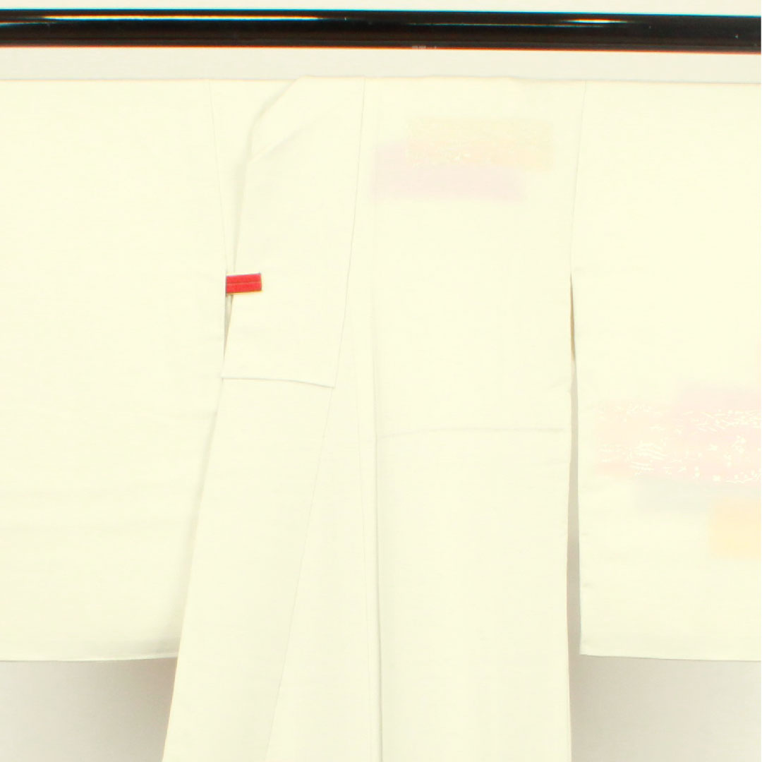 訪問着 袷 身丈162cm 裄丈64cm 胡粉色 金彩加工 刺繡 正絹 Aランク グレー系 1112002363422