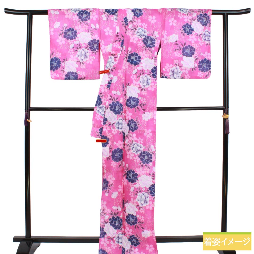 浴衣 木綿 Sランク 身丈168cm 裄丈65.5cm 躑躅色(つつじいろ) 桜 単衣 ピンク系 1118007582513